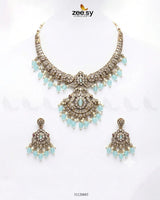 Victorian Faux Pearl Necklace Set Golden Feroza Necklace Sets - Zeesy Jewellery Pakistan | Premium Artificial & Imitation Jewellery