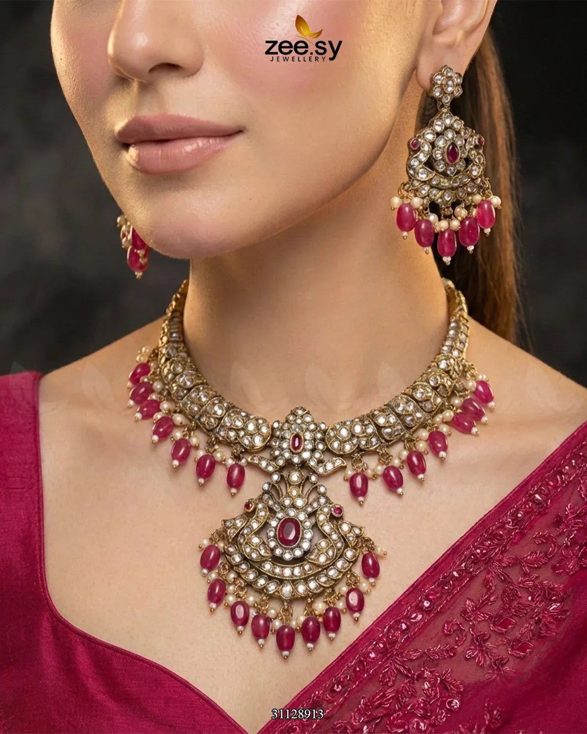 Victorian Faux Pearl Necklace Set Necklace Sets - Zeesy Jewellery Pakistan | Premium Artificial & Imitation Jewellery