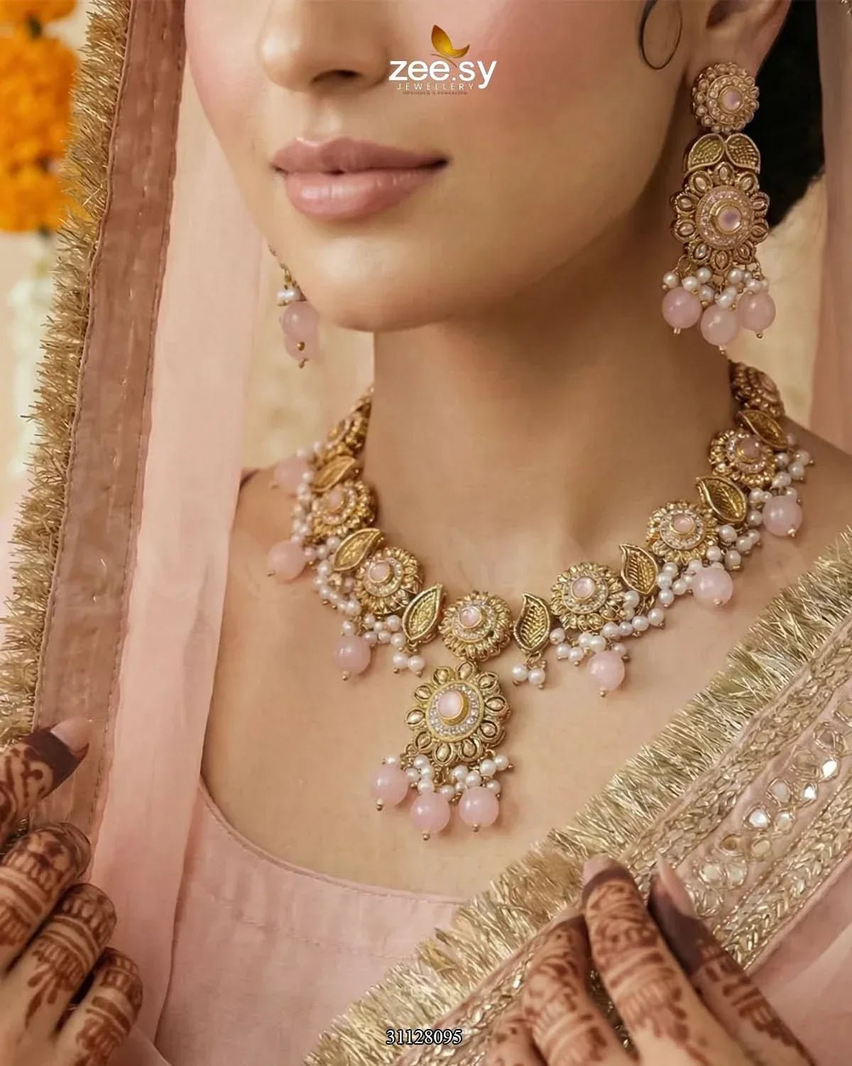 Sapphire Glow Leaf Necklace Set Necklace Sets - Zeesy Jewellery Pakistan | Premium Artificial & Imitation Jewellery