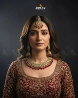 Gilded Perpetual Crystal Necklace Set Golden Red Necklace Sets - Zeesy Jewellery Pakistan | Premium Artificial & Imitation Jewellery