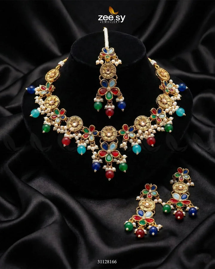 Tulshi Antique Pearl Necklace Set Necklace Sets - Zeesy Jewellery Pakistan | Premium Artificial & Imitation Jewellery