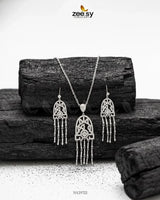 Precious Crystal Eternal Necklace Set Silver Necklace Sets - Zeesy Jewellery Pakistan | Premium Artificial & Imitation Jewellery