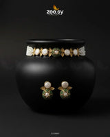 Crest Choker Necklace Set Green Necklace Sets - Zeesy Jewellery Pakistan | Premium Artificial & Imitation Jewellery