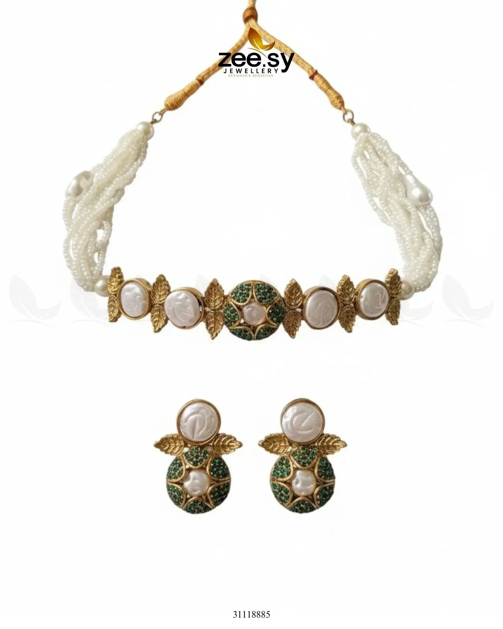 Crest Choker Necklace Set Necklace Sets - Zeesy Jewellery Pakistan | Premium Artificial & Imitation Jewellery
