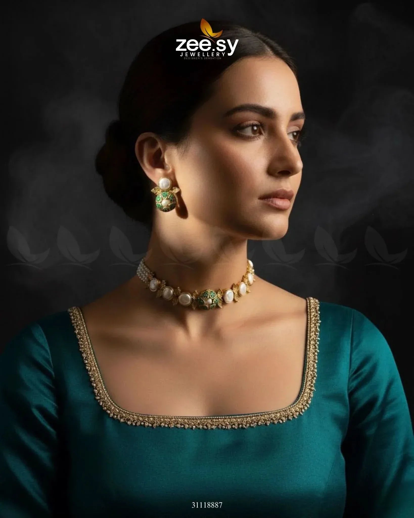 Crest Choker Necklace Set Necklace Sets - Zeesy Jewellery Pakistan | Premium Artificial & Imitation Jewellery