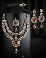 Fuchsia Necklace Golden Red Necklace Sets - Zeesy Jewellery Pakistan | Premium Artificial & Imitation Jewellery