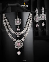 Fuchsia Necklace Silver Mint Pink Necklace Sets - Zeesy Jewellery Pakistan | Premium Artificial & Imitation Jewellery