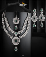Fuchsia Necklace Silver Green Necklace Sets - Zeesy Jewellery Pakistan | Premium Artificial & Imitation Jewellery