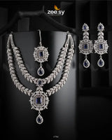 Fuchsia Necklace Silver Blue Necklace Sets - Zeesy Jewellery Pakistan | Premium Artificial & Imitation Jewellery