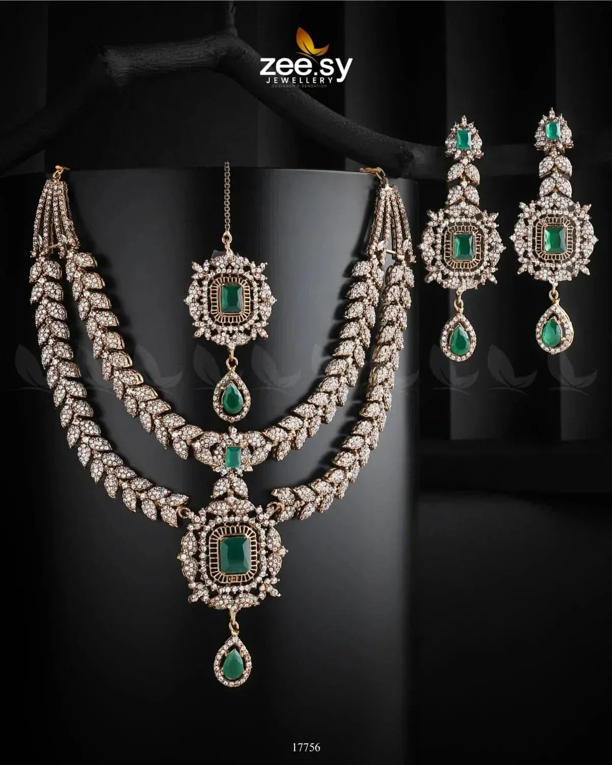 Fuchsia Necklace Golden Green Necklace Sets - Zeesy Jewellery Pakistan | Premium Artificial & Imitation Jewellery