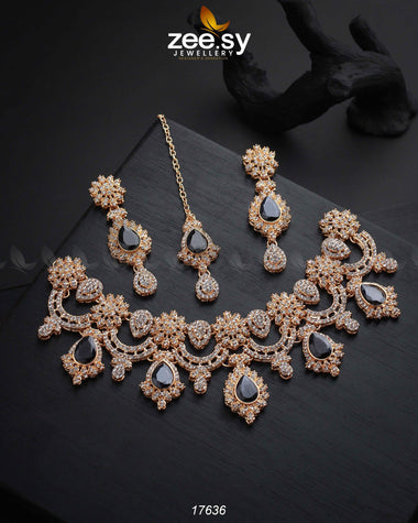 Galactic Necklace Golden Black Necklace Sets - Zeesy Jewellery Pakistan | Premium Artificial & Imitation Jewellery