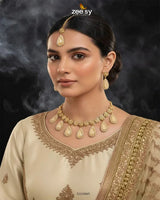 Hearth Necklace Set Golden Champagne Necklace Sets - Zeesy Jewellery Pakistan | Premium Artificial & Imitation Jewellery