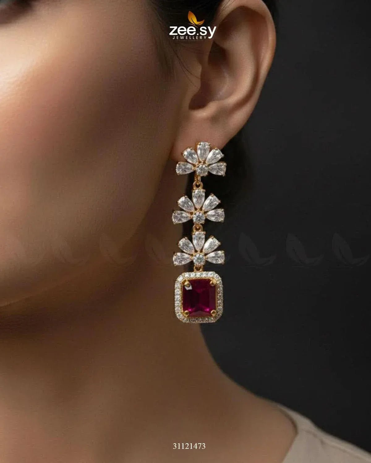 Intricate Square Cluster Necklace Set Necklace Sets - Zeesy Jewellery Pakistan | Premium Artificial & Imitation Jewellery