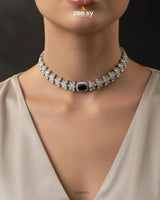 Intricate Square Cluster Necklace Set Necklace Sets - Zeesy Jewellery Pakistan | Premium Artificial & Imitation Jewellery