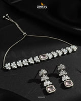 Intricate Square Cluster Necklace Set Necklace Sets - Zeesy Jewellery Pakistan | Premium Artificial & Imitation Jewellery