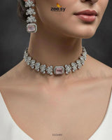 Intricate Square Cluster Necklace Set Necklace Sets - Zeesy Jewellery Pakistan | Premium Artificial & Imitation Jewellery