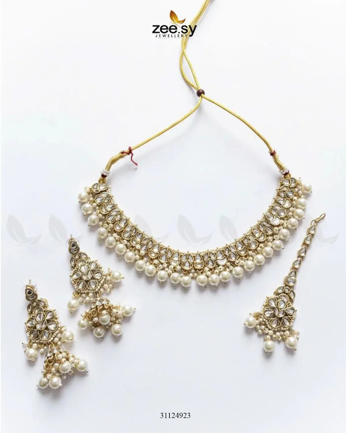 Magnificent Tonel Necklace Set Golden Pearl Necklace Sets - Zeesy Jewellery Pakistan | Premium Artificial & Imitation Jewellery