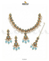 Royal Guldasta Beads Necklace Set Golden Feroza Necklace Sets - Zeesy Jewellery Pakistan | Premium Artificial & Imitation Jewellery