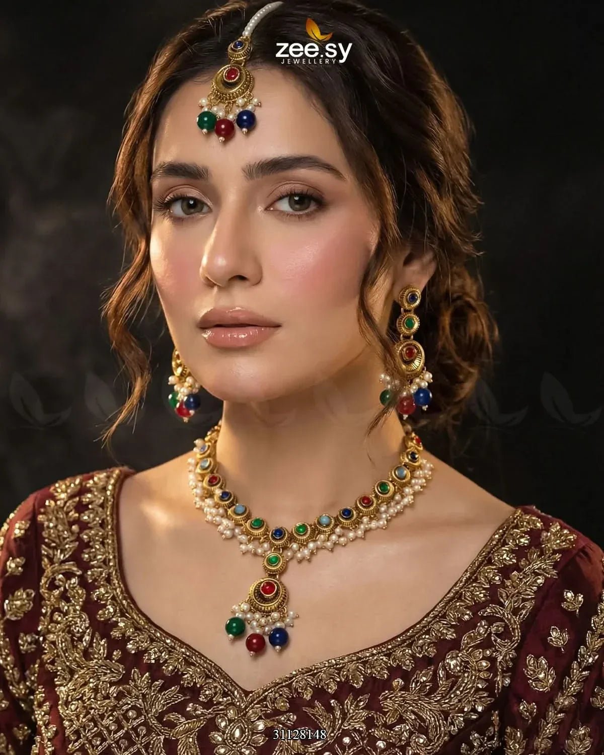 Royal Guldasta Beads Necklace Set Necklace Sets - Zeesy Jewellery Pakistan | Premium Artificial & Imitation Jewellery
