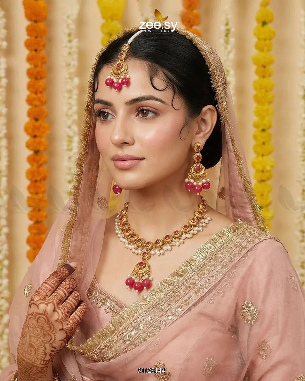 Royal Guldasta Beads Necklace Set Necklace Sets - Zeesy Jewellery Pakistan | Premium Artificial & Imitation Jewellery