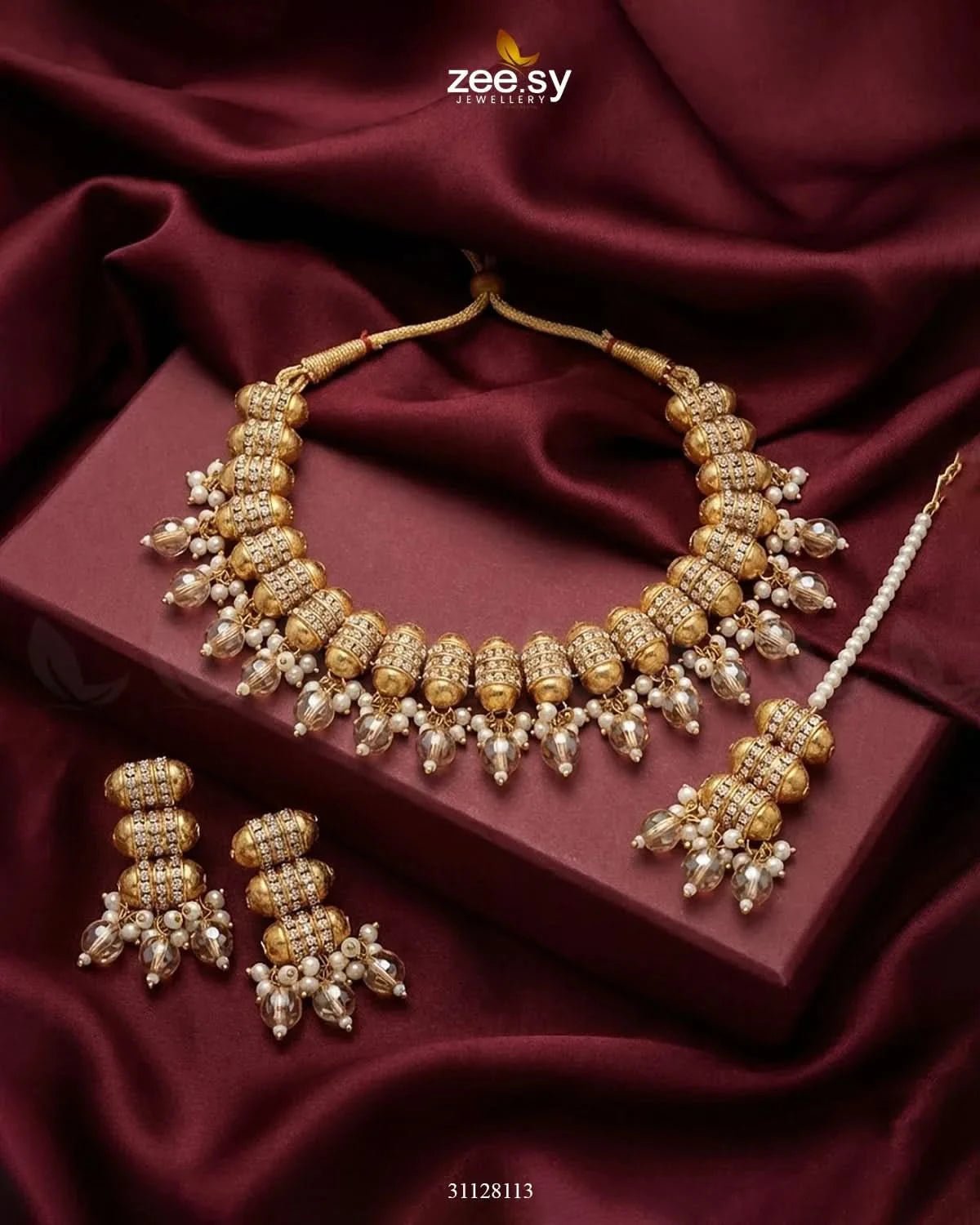 Shahi Pearl Drop Necklace Set Necklace Sets - Zeesy Jewellery Pakistan | Premium Artificial & Imitation Jewellery