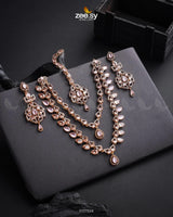 Urwa Hocane Necklace Set Golden Mint Pink Necklace Sets - Zeesy Jewellery Pakistan | Premium Artificial & Imitation Jewellery