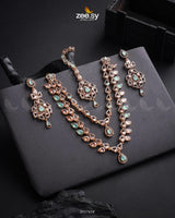 Urwa Hocane Necklace Set Golden Mint Green Necklace Sets - Zeesy Jewellery Pakistan | Premium Artificial & Imitation Jewellery