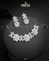 Classic Necklace Set Silver White Necklace Sets - Zeesy Jewellery Pakistan | Premium Artificial & Imitation Jewellery