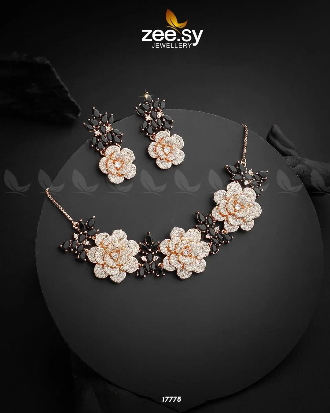 Classic Necklace Set Golden Black Necklace Sets - Zeesy Jewellery Pakistan | Premium Artificial & Imitation Jewellery