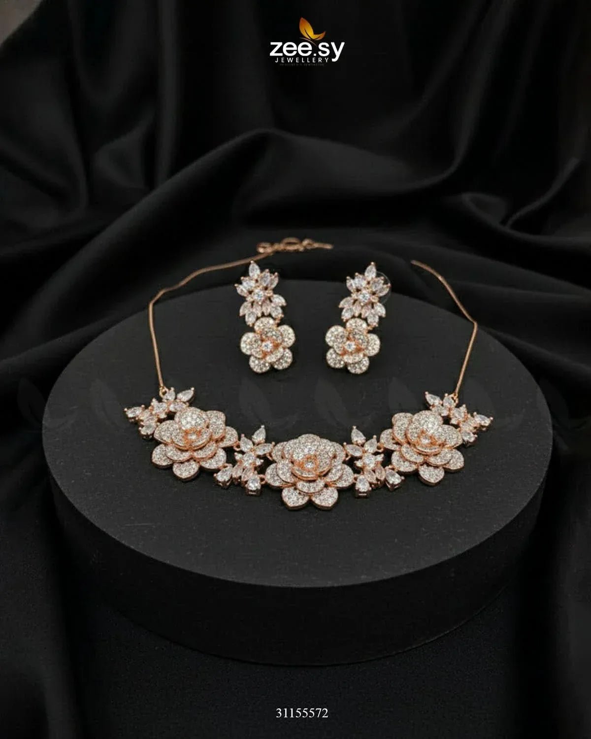 Classic Necklace Set Golden White Necklace Sets - Zeesy Jewellery Pakistan | Premium Artificial & Imitation Jewellery