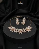 Classic Necklace Set Golden White Necklace Sets - Zeesy Jewellery Pakistan | Premium Artificial & Imitation Jewellery