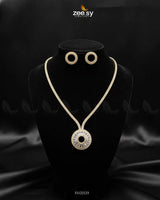 Signature Modern Drop Necklace Set Golden Necklace Sets - Zeesy Jewellery Pakistan | Premium Artificial & Imitation Jewellery