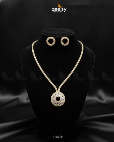 Signature Modern Drop Necklace Set Golden Necklace Sets - Zeesy Jewellery Pakistan | Premium Artificial & Imitation Jewellery
