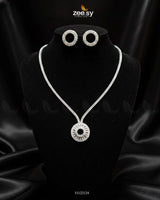 Signature Modern Drop Necklace Set Silver Necklace Sets - Zeesy Jewellery Pakistan | Premium Artificial & Imitation Jewellery