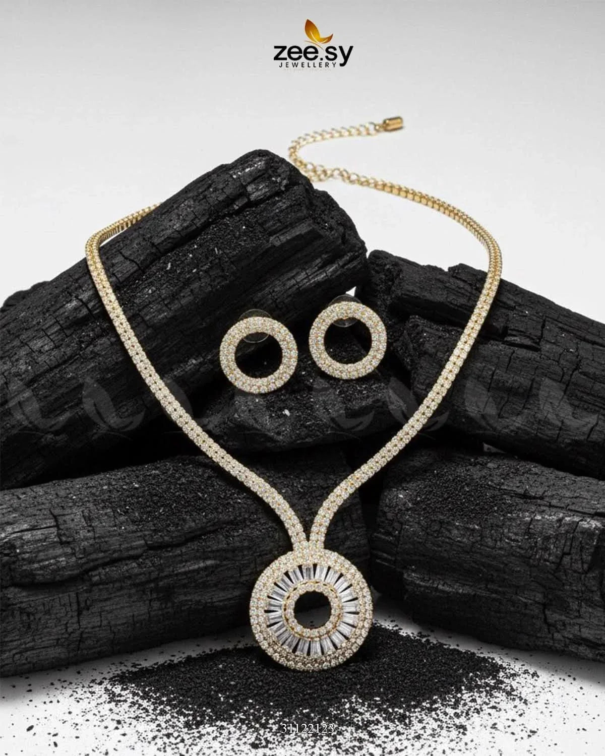 Signature Modern Drop Necklace Set Necklace Sets - Zeesy Jewellery Pakistan | Premium Artificial & Imitation Jewellery