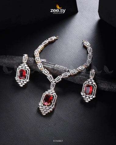 Sharmeen Necklace Set Golden Teal Red Necklace Sets - Zeesy Jewellery Pakistan | Premium Artificial & Imitation Jewellery
