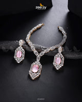 Sharmeen Necklace Set Golden Mint Pink Necklace Sets - Zeesy Jewellery Pakistan | Premium Artificial & Imitation Jewellery
