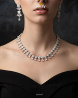 Artisan Sentimental Centerpiece Necklace Set Silver Mint Pink Necklace Sets - Zeesy Jewellery Pakistan | Premium Artificial & Imitation Jewellery