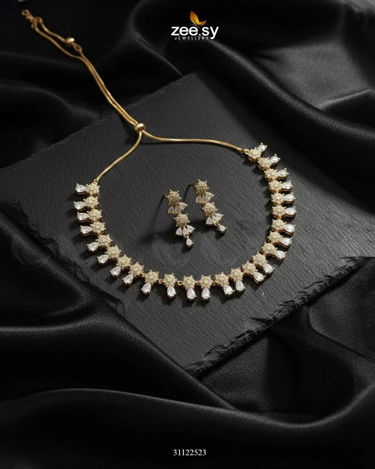 Artisan Sentimental Centerpiece Necklace Set Golden White Necklace Sets - Zeesy Jewellery Pakistan | Premium Artificial & Imitation Jewellery