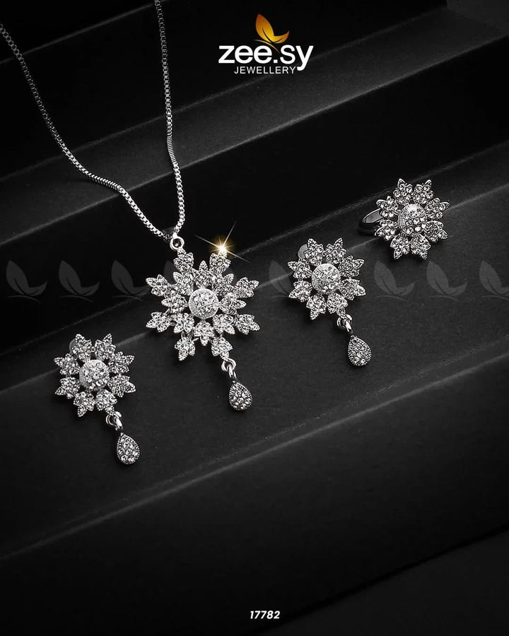 Barocco Necklace Full Silver Necklace Sets - Zeesy Jewellery Pakistan | Premium Artificial & Imitation Jewellery