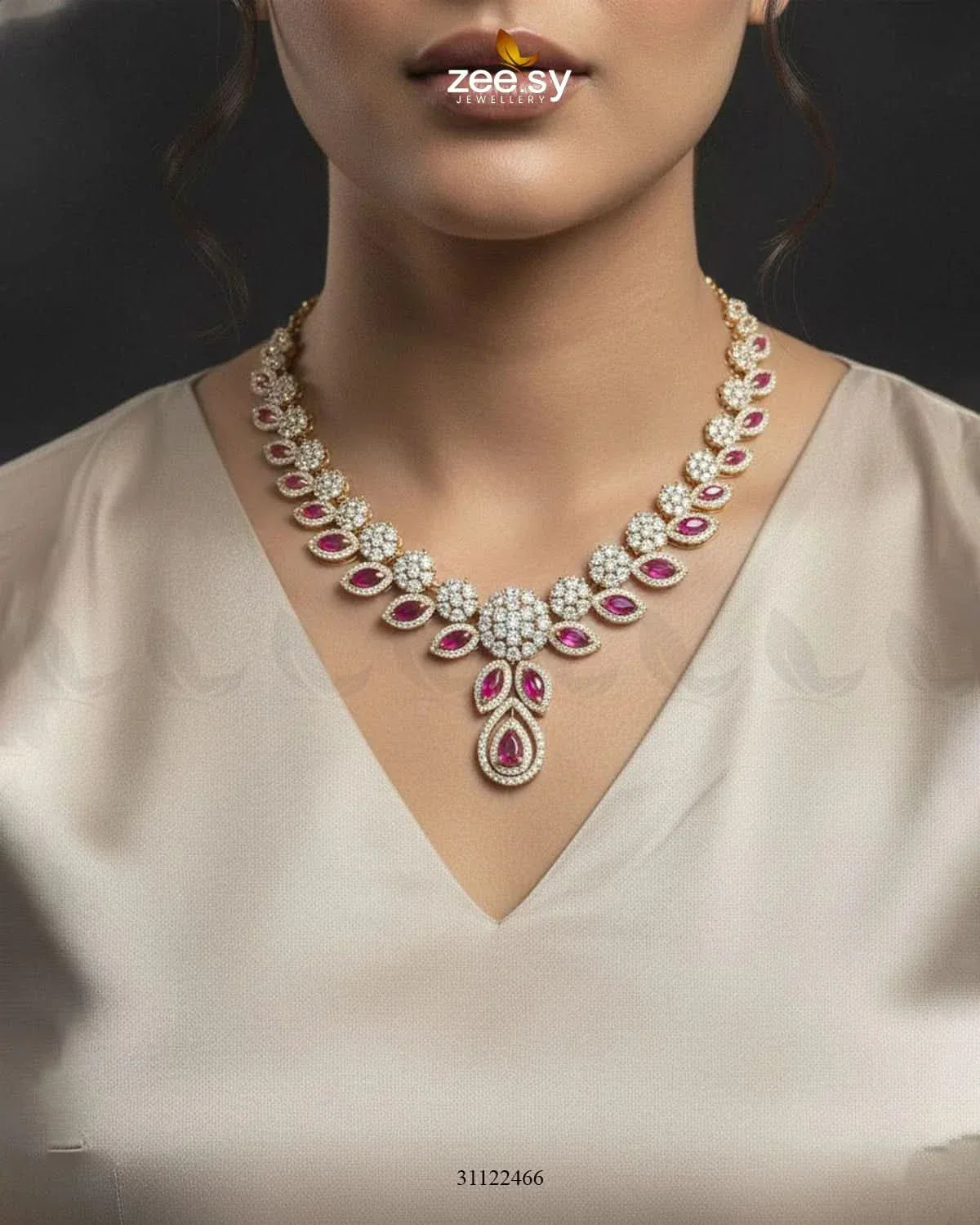 Floral Gilded Sentimental Cluster Necklace Necklace Sets - Zeesy Jewellery Pakistan | Premium Artificial & Imitation Jewellery