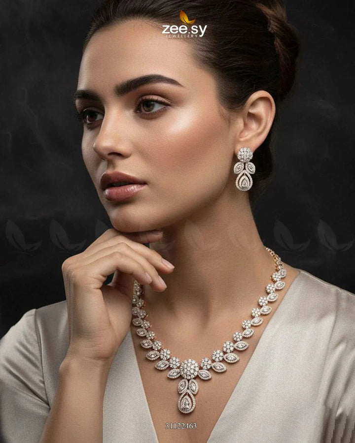 Floral Gilded Sentimental Cluster Necklace Necklace Sets - Zeesy Jewellery Pakistan | Premium Artificial & Imitation Jewellery