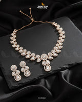 Floral Gilded Sentimental Cluster Necklace Golden White Necklace Sets - Zeesy Jewellery Pakistan | Premium Artificial & Imitation Jewellery