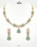 Golden Cocktail Stone Necklace Set Necklace Sets - Zeesy Jewellery Pakistan | Premium Artificial & Imitation Jewellery