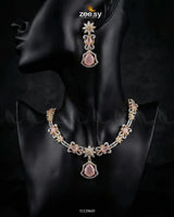 Golden Cocktail Stone Necklace Set Necklace Sets - Zeesy Jewellery Pakistan | Premium Artificial & Imitation Jewellery