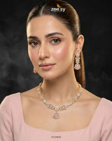Golden Cocktail Stone Necklace Set Necklace Sets - Zeesy Jewellery Pakistan | Premium Artificial & Imitation Jewellery