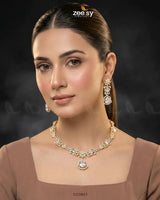 Golden Cocktail Stone Necklace Set Necklace Sets - Zeesy Jewellery Pakistan | Premium Artificial & Imitation Jewellery