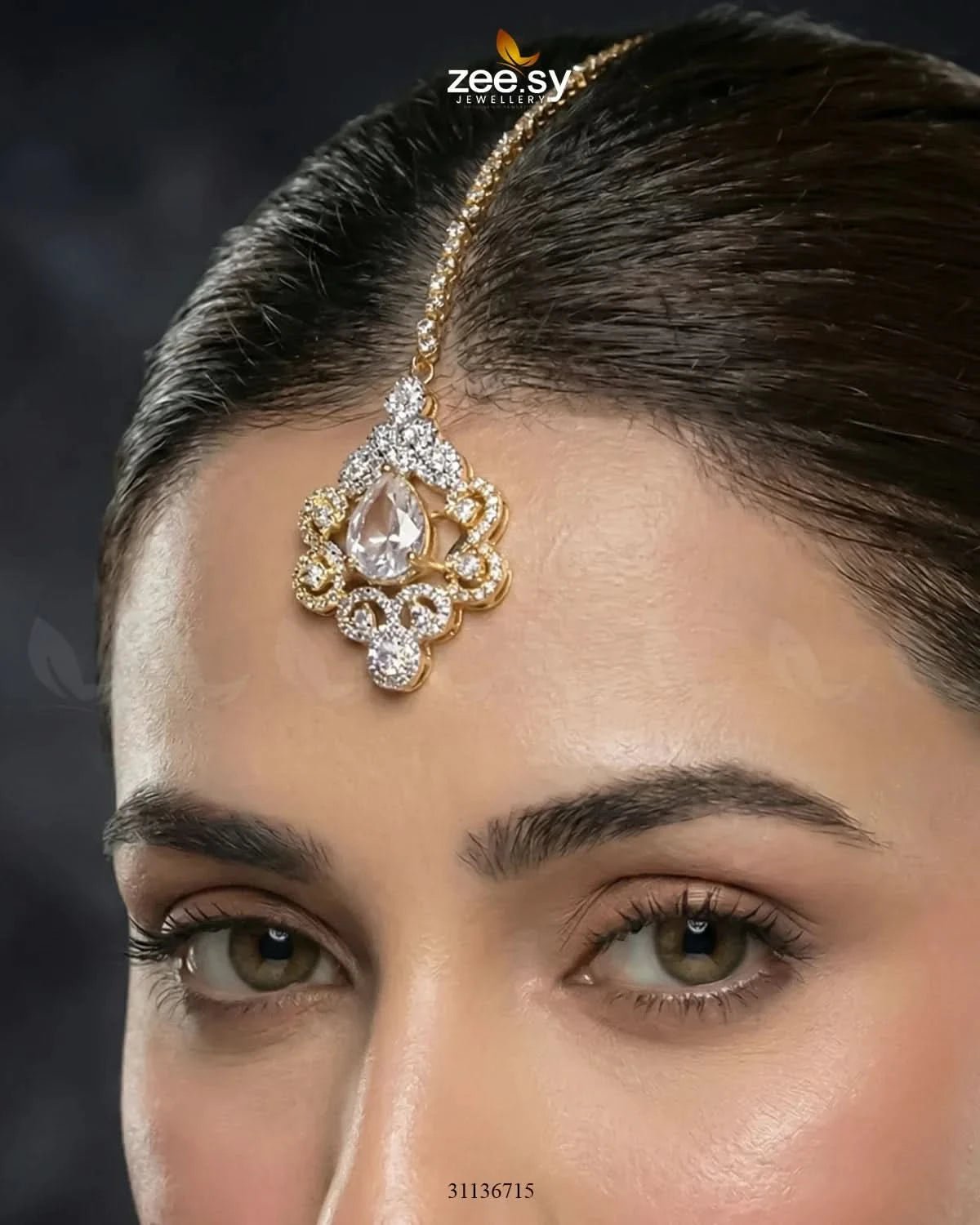 Golden Crystal Pave Necklace Set Necklace Sets - Zeesy Jewellery Pakistan | Premium Artificial & Imitation Jewellery