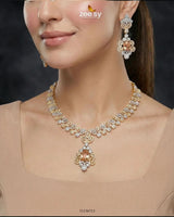 Golden Crystal Pave Necklace Set Necklace Sets - Zeesy Jewellery Pakistan | Premium Artificial & Imitation Jewellery
