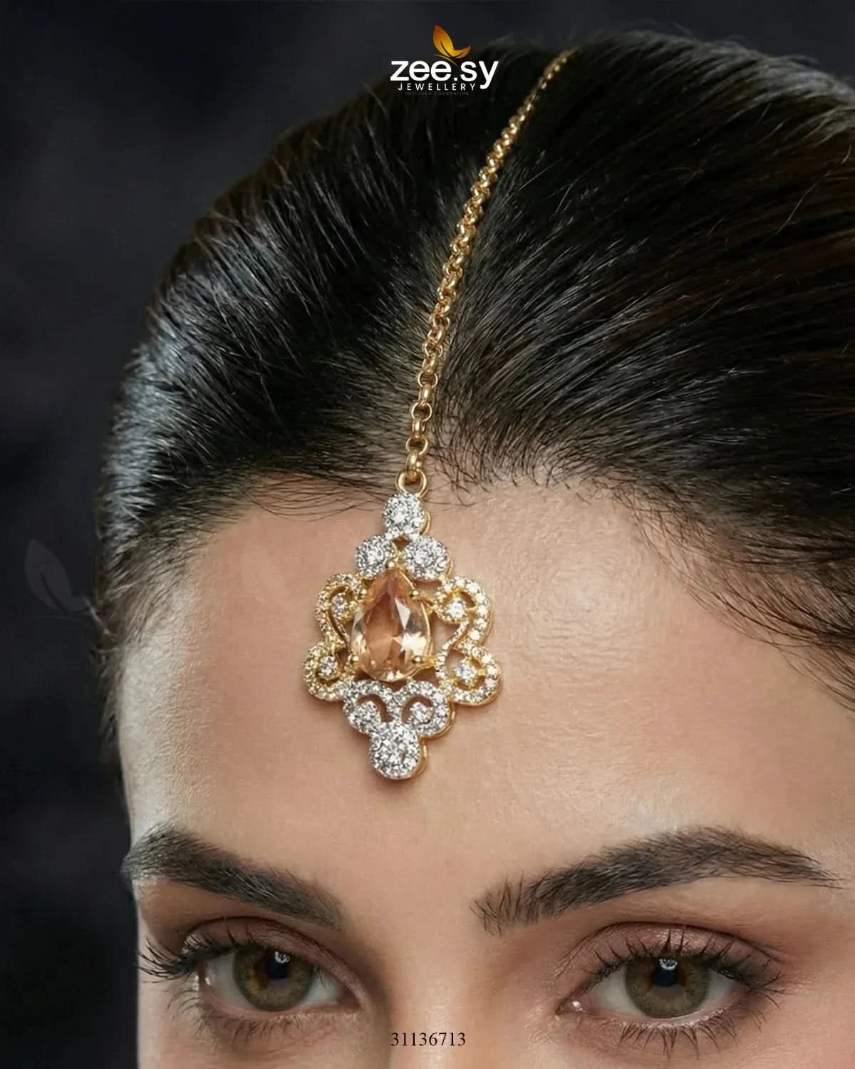 Golden Crystal Pave Necklace Set Necklace Sets - Zeesy Jewellery Pakistan | Premium Artificial & Imitation Jewellery